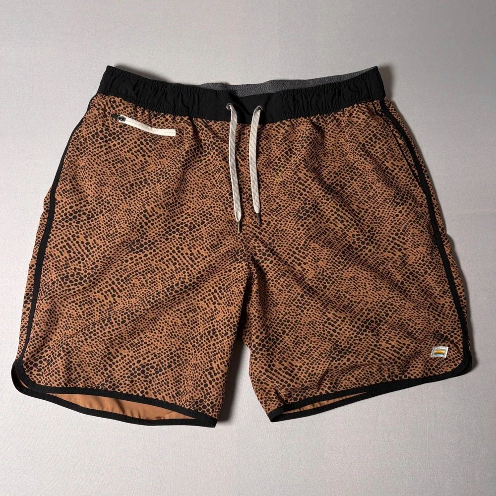 Vuori Cruise Boardshorts XL Mens Brown Cheetah Animal Print Swim Trunks V330